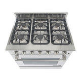36 Inch Professional Dual Fuel Range with 6 German Tower Burners PRD3651