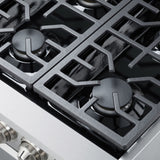 36 Inch Professional Dual Fuel Range with 6 German Tower Burners, 5.5 Cu. Ft. Capacity, Continuous Cast Iron Grates, 81K BTU Load, Bake Mode, Convection Mode, Broil Mode, Blue Porcelain Interior and Full-Extension Adjustable Glide Racks: Liquid Propane