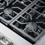 36 Inch Professional Dual Fuel Range with 6 German Tower Burners, 5.5 Cu. Ft. Capacity, Continuous Cast Iron Grates, 81K BTU Load, Bake Mode, Convection Mode, Broil Mode, Blue Porcelain Interior and Full-Extension Adjustable Glide Racks: Natural Gas