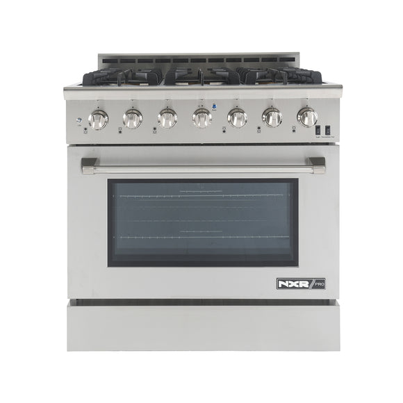 36 Inch Professional Dual Fuel Range with 6 German Tower Burners PRD3651