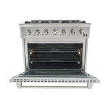36 Inch Professional Dual Fuel Range with 6 German Tower Burners PRD3651