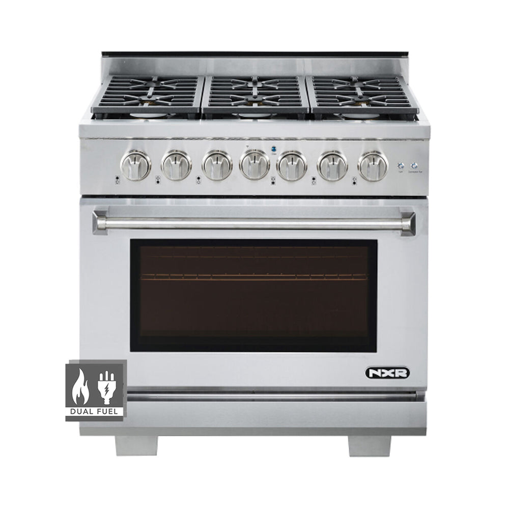 36 Inch Professional Dual Fuel Range with 6 German Tower Burners, 5.5 ...